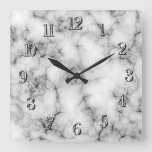 Sehr realistisches weißes Marmormuster Quadratische Wanduhr