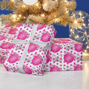 Sehr rosa Tennisball-Spiel Geschenkpapier