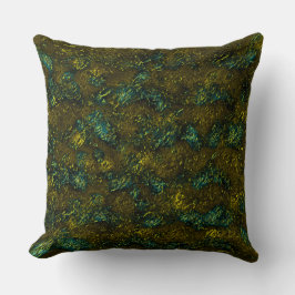 Sehr rustikal gealterte Textur in dunklem Ocker un Kissen