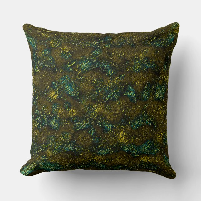 Sehr rustikal gealterte Textur in dunklem Ocker un Kissen (Vorderseite)