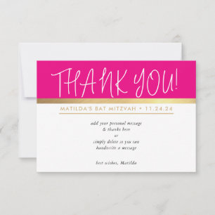 SEHR SCHICKE NOTIZ ultra trendy rosa schwarz gold Dankeskarte