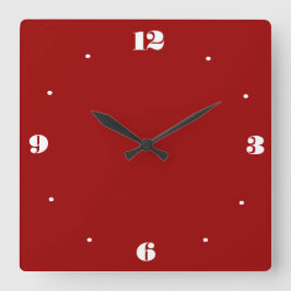 Sehr schlichtes Rotes und Weiß > Küchen-Uhren Quadratische Wanduhr