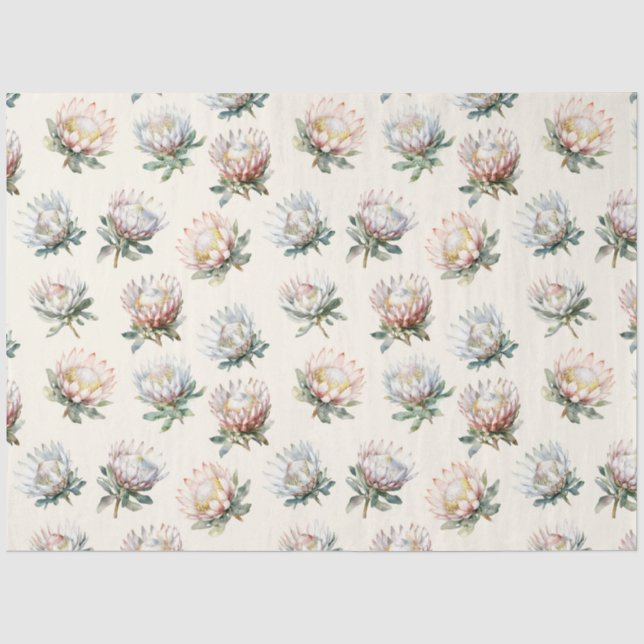 Sehr schöne, weiße Königsproteade Blume Muster w Seidenpapier (Vorderseite)