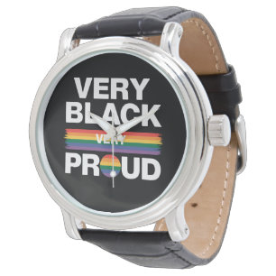 Sehr schwarz Sehr stolz Schwarzer Schwulenstolz LG Armbanduhr