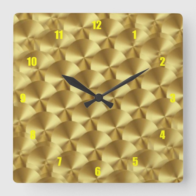 Sehr Spaß und ungewöhnliches Gold Leaf Quadratische Wanduhr (Vorderseite)