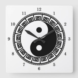Sehr Spaß Yin und Yang Quadratische Wanduhr
