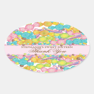 Sehr süß Farbige Bonbons Sweet 16 Gefallen Sticker