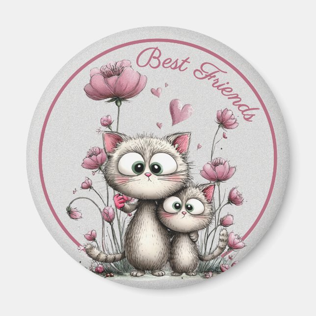 Sehr süße Katzen beste Freunde Magnet (Vorne)