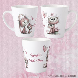 Sehr süße Katzenillustrationen Latte-Mug Milchtasse