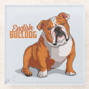 Sehr süße und farbenfrohe englische Bulldoggen-Ski Glasuntersetzer