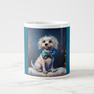 Sehr süßer kleiner Hund mit blauer Fliege Jumbo-Tasse