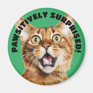 SEHR ÜBERRASCHT! Funny Crazy Cat Green Magnet
