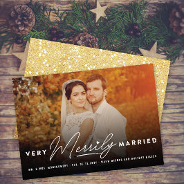Sehr Verheiratete Typografie-Foto Hochzeit Feiertagskarte