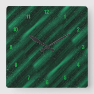 Sehr viel Spaß und ungewöhnliche grüne Linien Quadratische Wanduhr