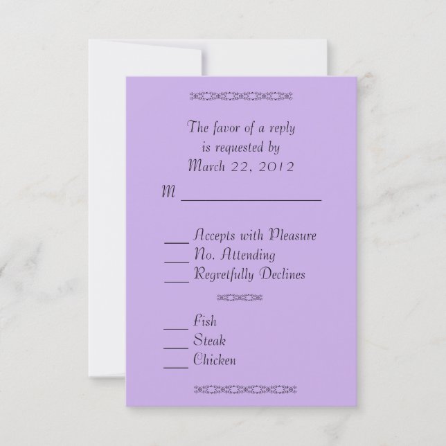 Sehr weiche Violette Hochzeit RSVP Karte (Vorderseite)