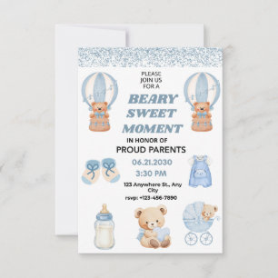 SEHR WEICHER BLAUER KONFETTI-Junge-Teddybär 3"X 5" Save The Date
