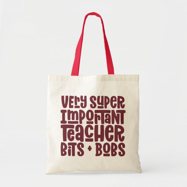 Sehr wichtig Lehrer Moderne Typografie Geschenk Tragetasche (Vorne)