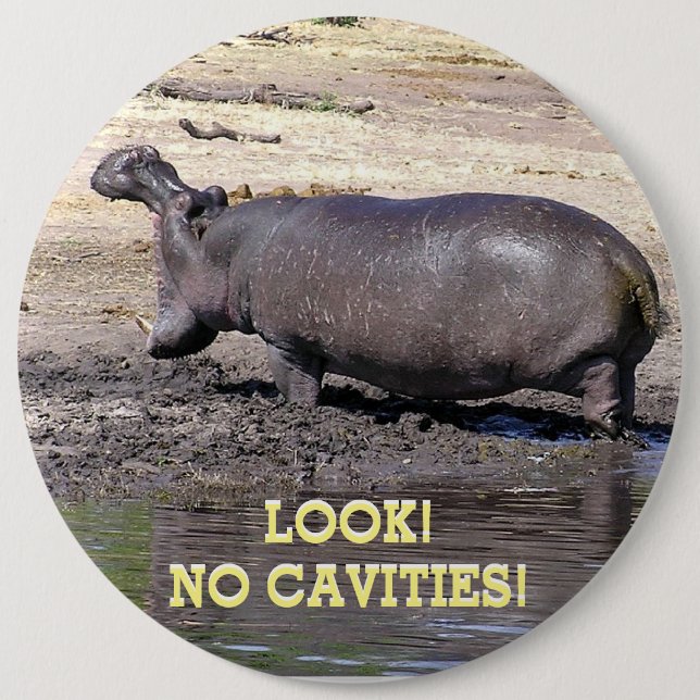 "Seht her! KEINE KAPAZITÄTEN!" HIPPO MIT MOUTH BRE Button (Vorderseite)