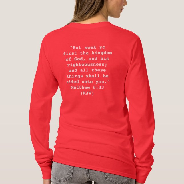 "Seht zuerst nach dem Reich Gottes" - Jesus T-Shirt (Rückseite)
