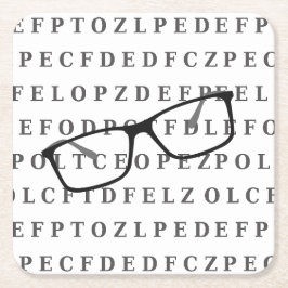 Sehtest-Tafel und Brille Spaß Optiker Rechteckiger Pappuntersetzer