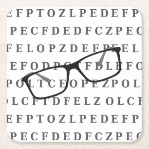 Sehtest-Tafel und Brille Spaß Optiker Rechteckiger Pappuntersetzer