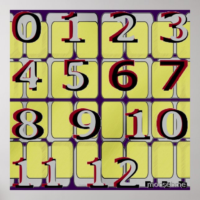 Sehzeichen-Tafel mit Zahlen Poster (Vorne)