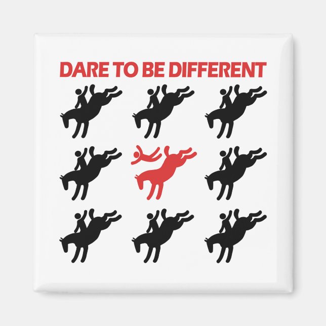 Sei anders - Funny Horse Sprichwort Magnet (Vorne)