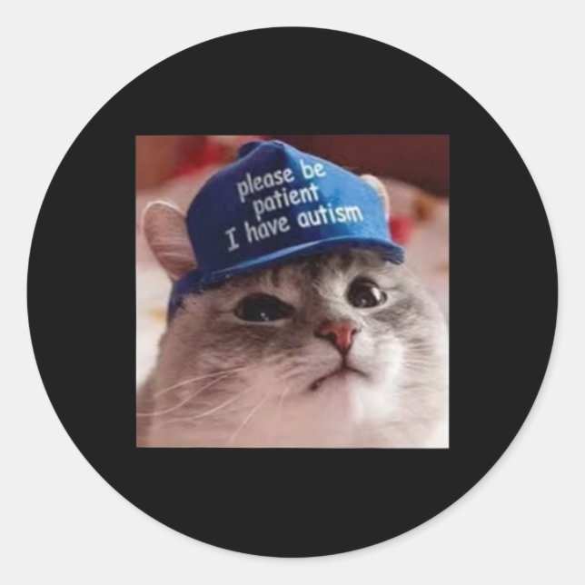 Sei bitte geduldig, ich habe Autismus Katze Funny Runder Aufkleber (Vorderseite)