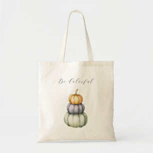 Sei bunt Orange Lila Mint Kürbisse Tragetasche