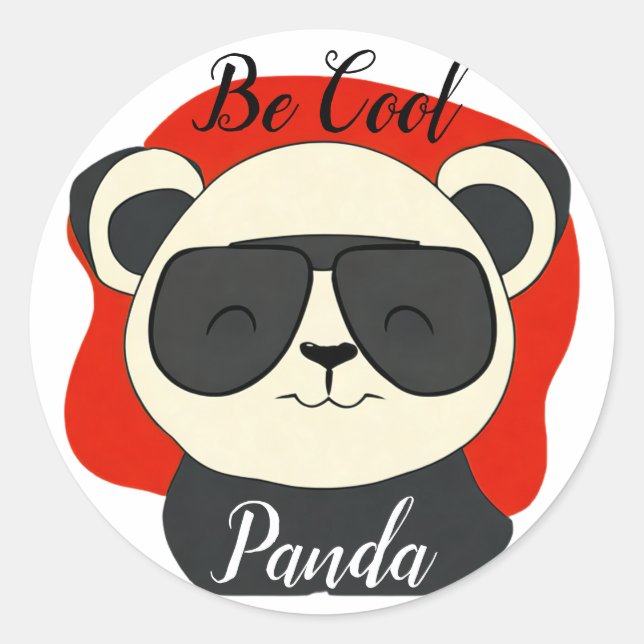 Sei Cool Panda Sonnenbrille Bearbeiten Namenstext  Runder Aufkleber (Vorderseite)