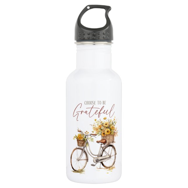 Sei dankbar - Fahrrad & Rustikale Stürze Edelstahlflasche (Vorderseite)
