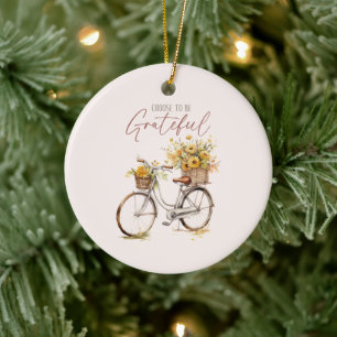 Sei dankbar - Fahrrad & Rustikale Stürze Keramik Ornament