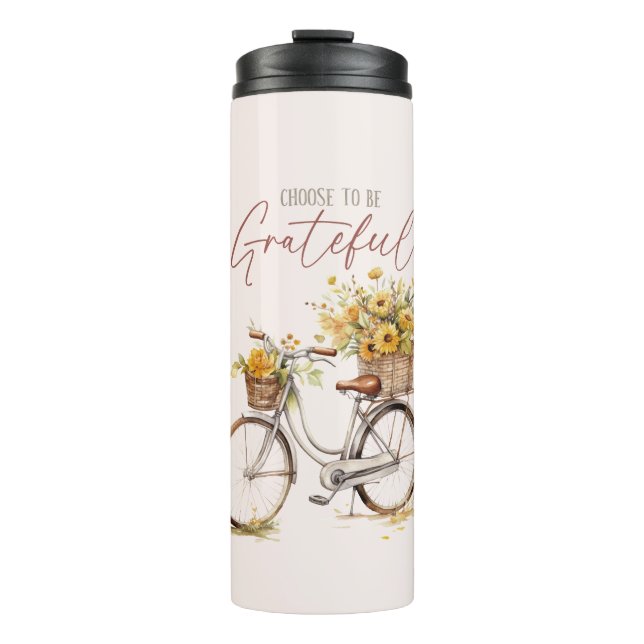 Sei dankbar - Fahrrad & Rustikale Stürze Thermosbecher (Vorderseite)