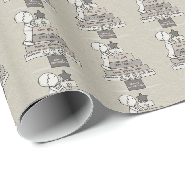 Sei das Geschenk-Weihnachtsbaum (Tan) Geschenkpapier (Rolleneckpunkt)