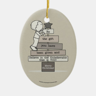 Sei das Geschenk-Weihnachtsbaum (Tan) Keramikornament