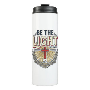 Sei das Licht Vintage Christliches T-Shirt Design_ Thermosbecher