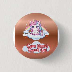 Sei Dein Eigener Regenbogen Süßer Einhorn-Knopf Button