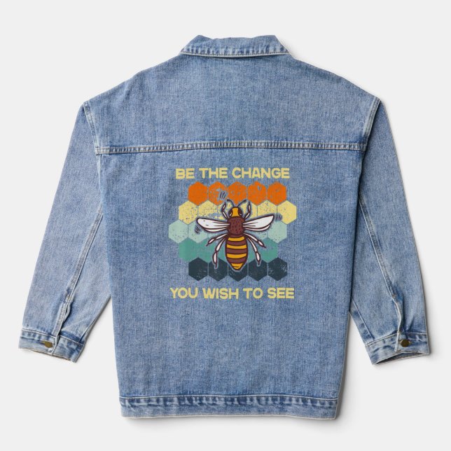 Sei die Veränderung, die du in der Welt sehen will Jeansjacke (Rückseite)