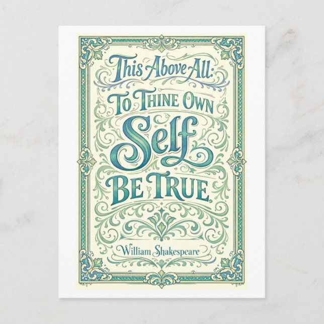 "Sei dir selber treu" Shakespeare Postkarte (Vorderseite)