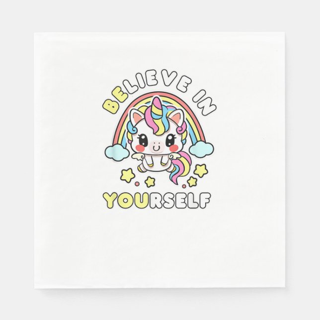 Sei du glaubst an dich selbst Einhorn positive Bot Serviette (Vorderseite)