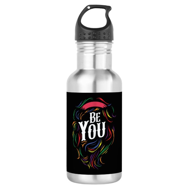 Sei du | LGBTQ | Regenbogen | GAY PRIDE Edelstahlflasche (Vorderseite)
