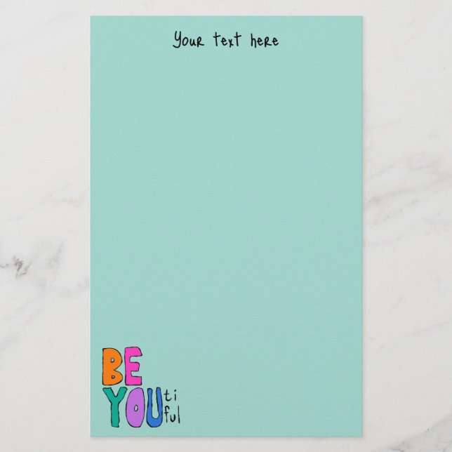 Sei du schön farbenfrohe Buchstaben helles Grün Briefpapier (Vorderseite)