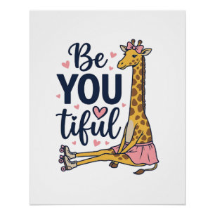 Sei Du schöne Giraffe Rollschuh Vintage-Shirt De Poster
