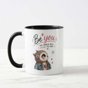 Sei du selbst Eulen-Inspirations-Zitat Grafik Kuns Tasse