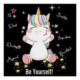 Sei du selbst! Magisches Einhorn. bearbeitbar Poster