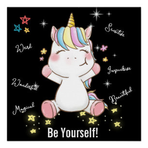 Sei du selbst! Magisches Einhorn. bearbeitbar Poster