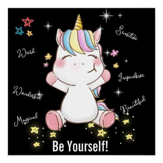 Sei du selbst! Magisches Einhorn. bearbeitbar Poster (Vorderseite)
