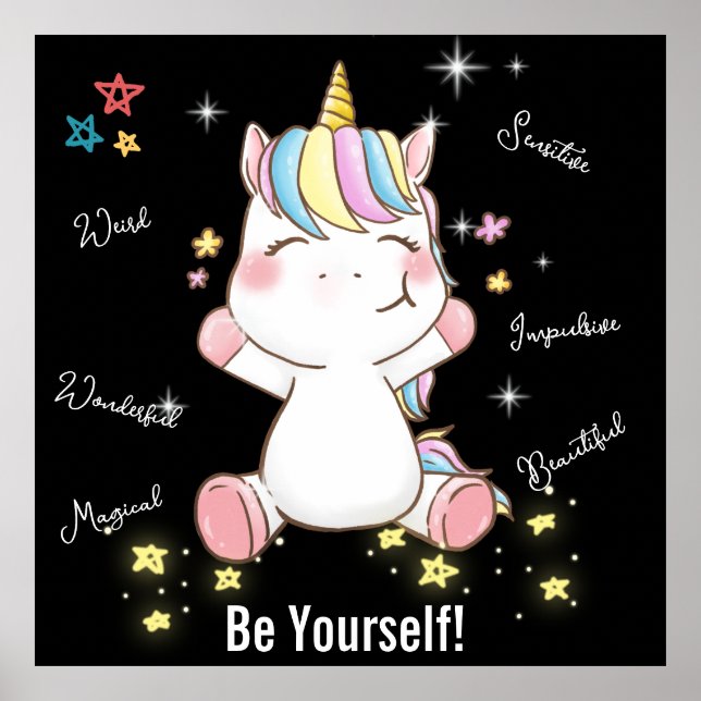 Sei du selbst! Magisches Einhorn. bearbeitbar Poster (Vorne)
