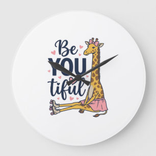 Sei Du Tiful Giraffe Rollschuh Vintage-Shirt De Große Wanduhr