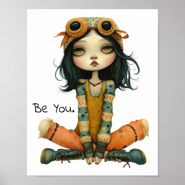 Sei du. Whimsical Portrait of a Woman AI Artwork Poster (Vorne)